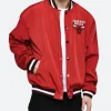Chicago Bulls Red Letterman Varsity Jacket Front Image