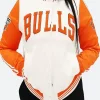 Chicago Bulls Retro Bomber Jacket White Front Image