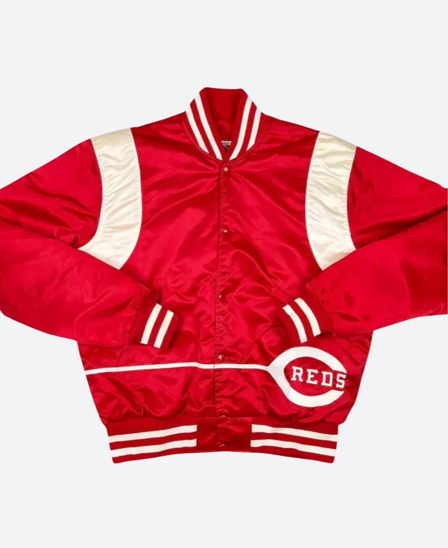Cincinnati Reds Satin Varsity Jacket Front Style 01 Image