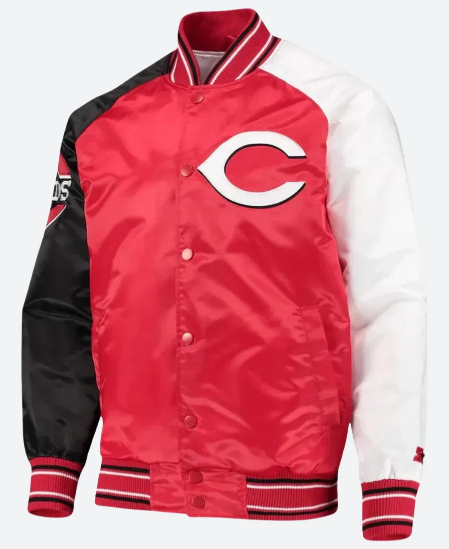 Cincinnati Reds Satin Varsity Jacket Front Style 02 Image