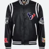 Houston Texans Black Leather Jacket Front Image