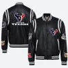 Houston Texans Black Leather Jacket Front And Back Image