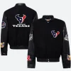 Houston Texans Black Varsity Jacket Front And Back Image