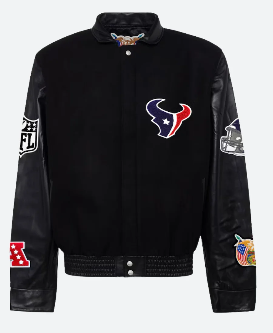 Houston Texans Black Varsity Jacket Front Image