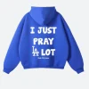 I Just Pray A Lot Dodgers Hoodie back Image