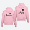 King Queen Couple Hoodie Pink Image