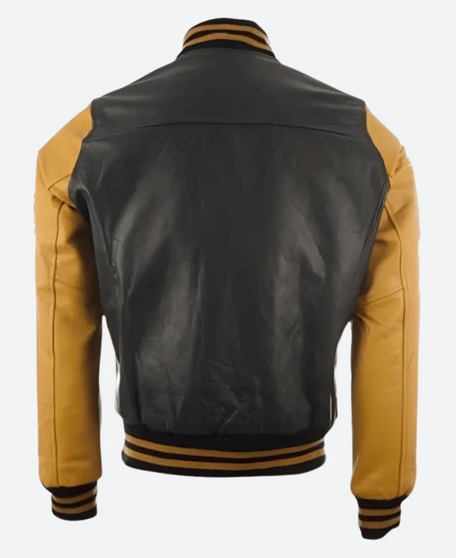 Love Island UK S12 Dejon Noel-Williams Leather Varsity Jacket Back Image