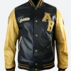 Love Island UK S12 Dejon Noel-Williams Leather Varsity Jacket Front Image
