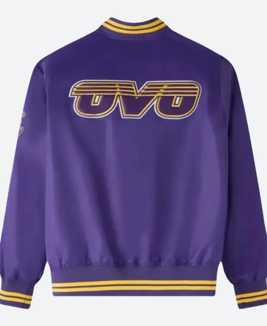 OVO X LA Lakers Varsity Jacket Back Image