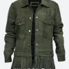 Poker Face 2023 Charlie Cale Suede Leather Jacket Front Image