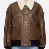 Poker Face Charlie Cale Aviator Leather Jacket Front Image
