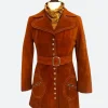 Poker Face Charlie Cale Suede Leather Coat Front Image