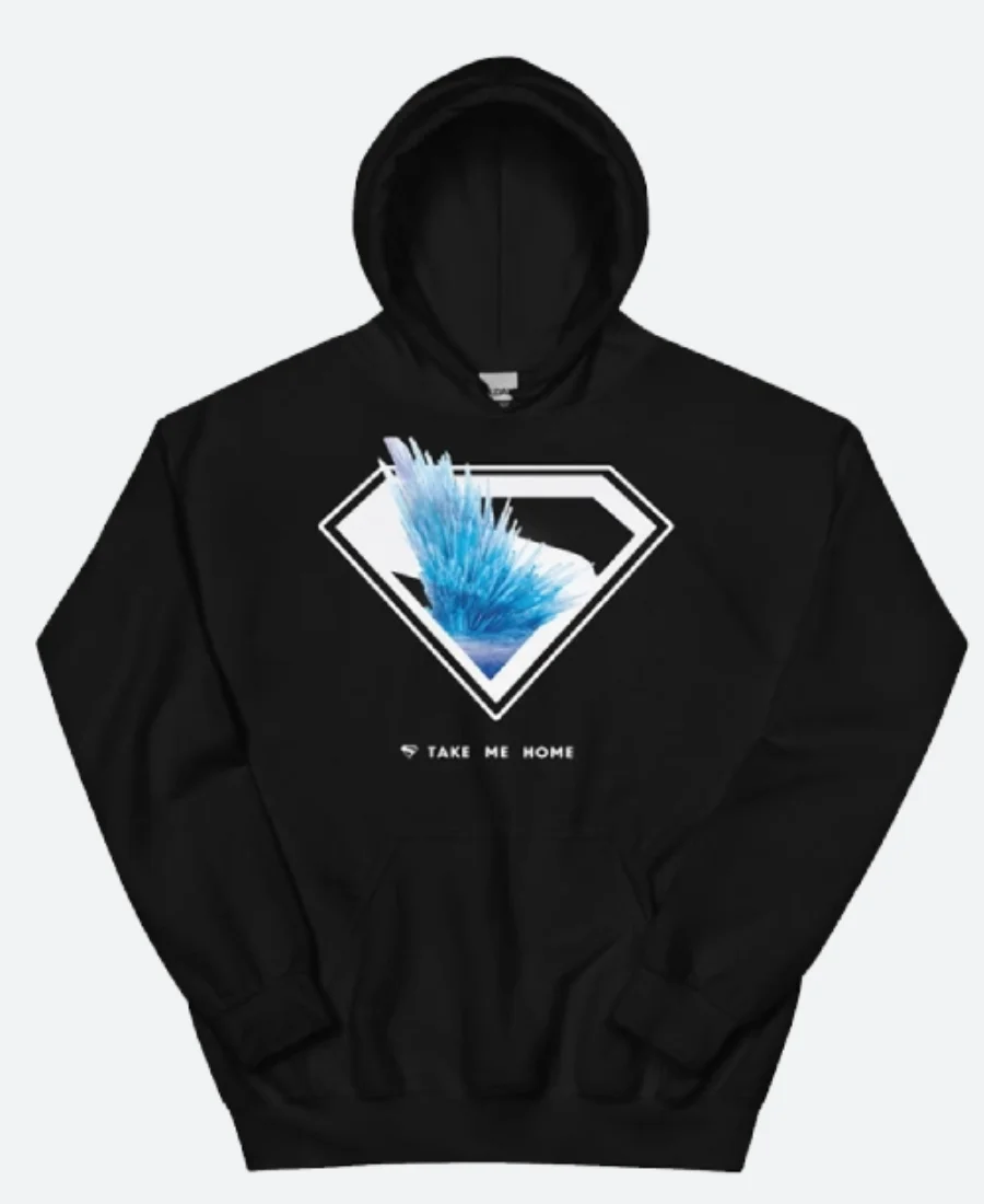 SUPERMAN 2025 Fortress of Solitude Black Hoodie Front Image