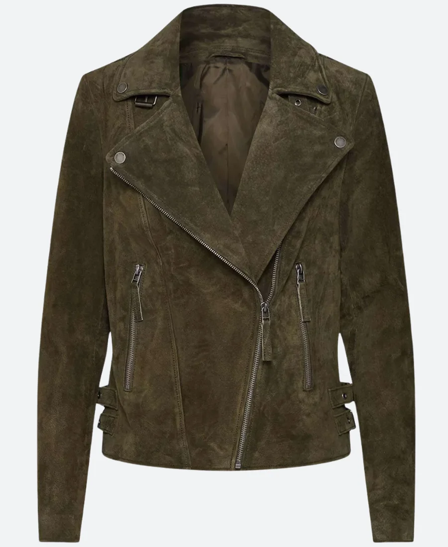 The Recruit Kelly Kwitny Suede Leather Jacket Front Image