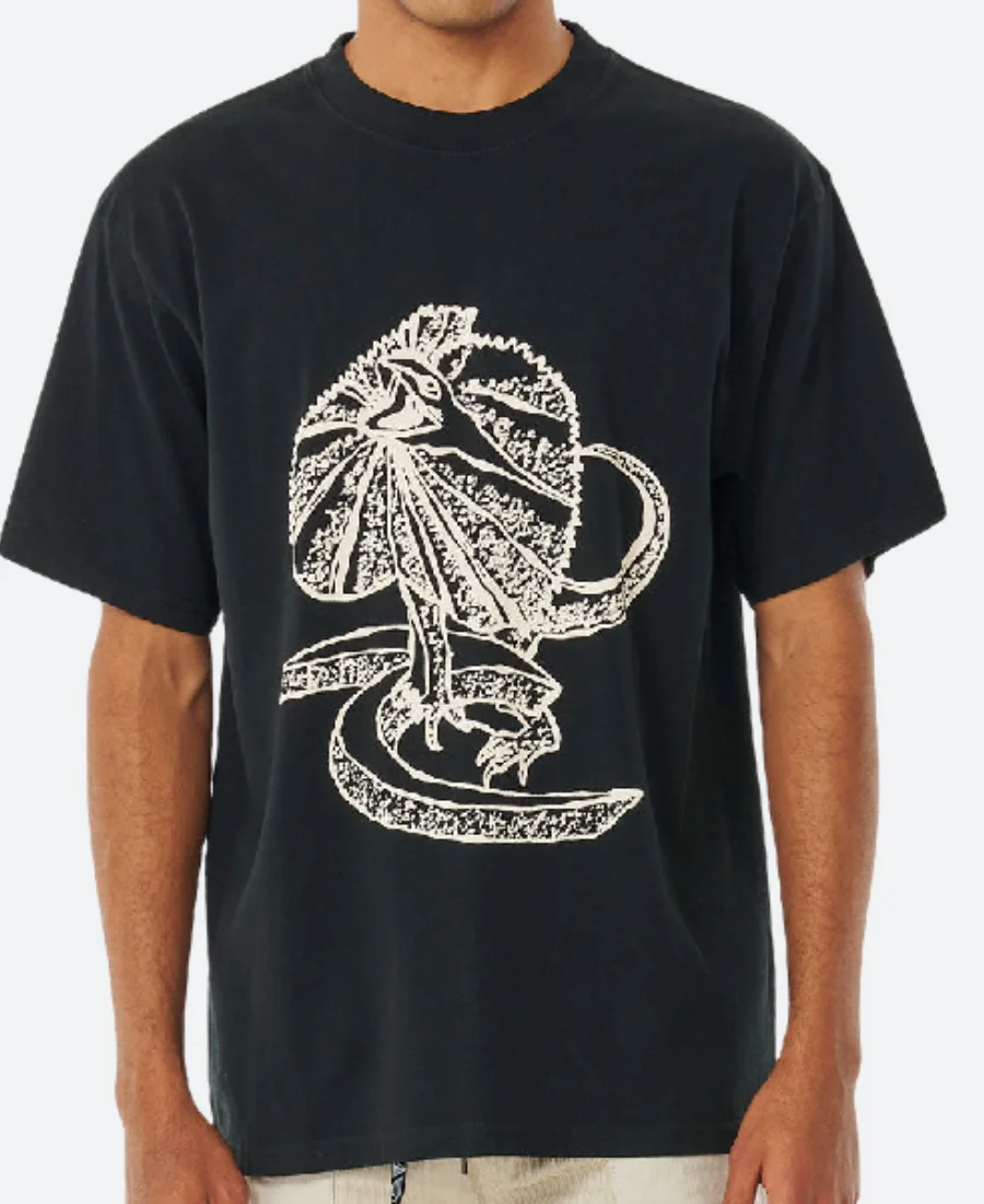 The Survivors S01 Kieran Frilled Neck Lizard T-Shirt Front Image