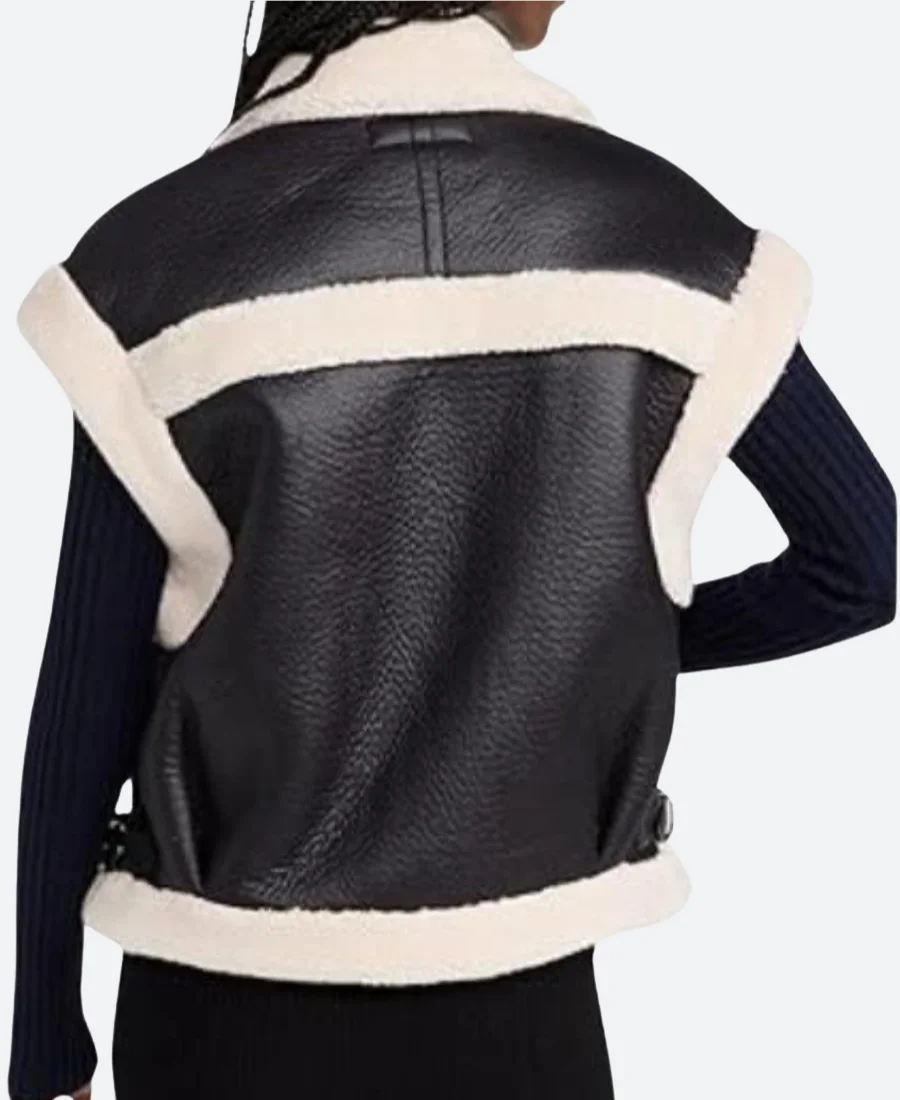 Top Chef S22 Gail Simmons Sherpa Leather Vest Back Image