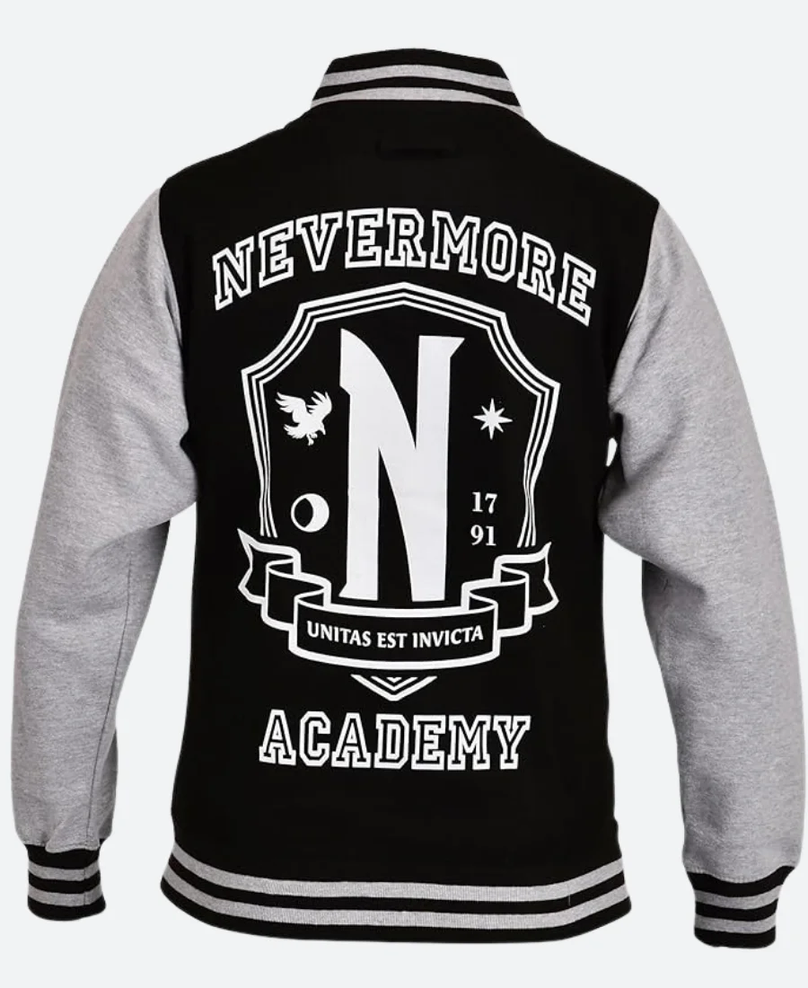 Wednesday Nevermore Academy Varsity Jacket Back Image