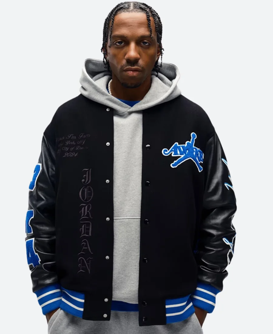 Air Jordan X Awake NY Varsity Jacket Style 02 Front Image