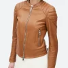 Ballard S01 Renée Ballard Brown Leather Jacket Front Imagw