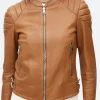 Ballard S01 Renée Ballard Brown Leather Jacket Front Imagw