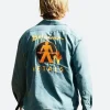 Caught Stealing Austin Butler Blue Shirt Back Image