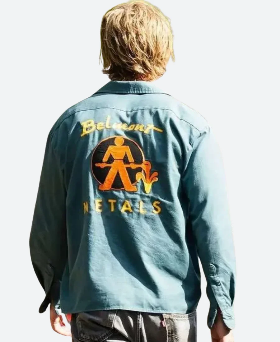 Caught Stealing Austin Butler Blue Shirt Back Image