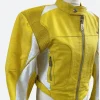 Dua Lipa Spongebob Yellow Leather Jacket Front Image