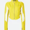 Dua Lipa Spongebob Yellow Leather Jacket Front Image