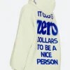 It Costs Zero Dollars To Be A Nice Person HoodiGreen BAck Image