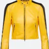Katy Perry Yellow Leather Jacket Front Image
