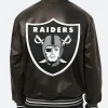 Las Vegas Raiders Black Leather Varsity Jacket Back Image
