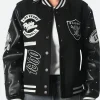 Las Vegas Raiders Leather Varsity Jacket Front Image