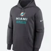 Miami Dolphins Anthracite Toss Sweep Performance Hoodie