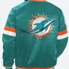 Miami Dolphins Satin Varsity Jacket Style 02 Back Image