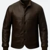 Mobland Harry Da Souza Brown Leather Jacket Front Image