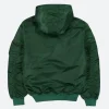 NY Yankees X Alpha Industries Hooded Bomber Jacket Green Back Image