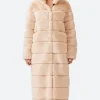 NYC Selena Gomez Fur Trench Coat Front Image