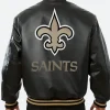 New Orleans Saints Leather Bomber Jacket Style 02 BAck Image