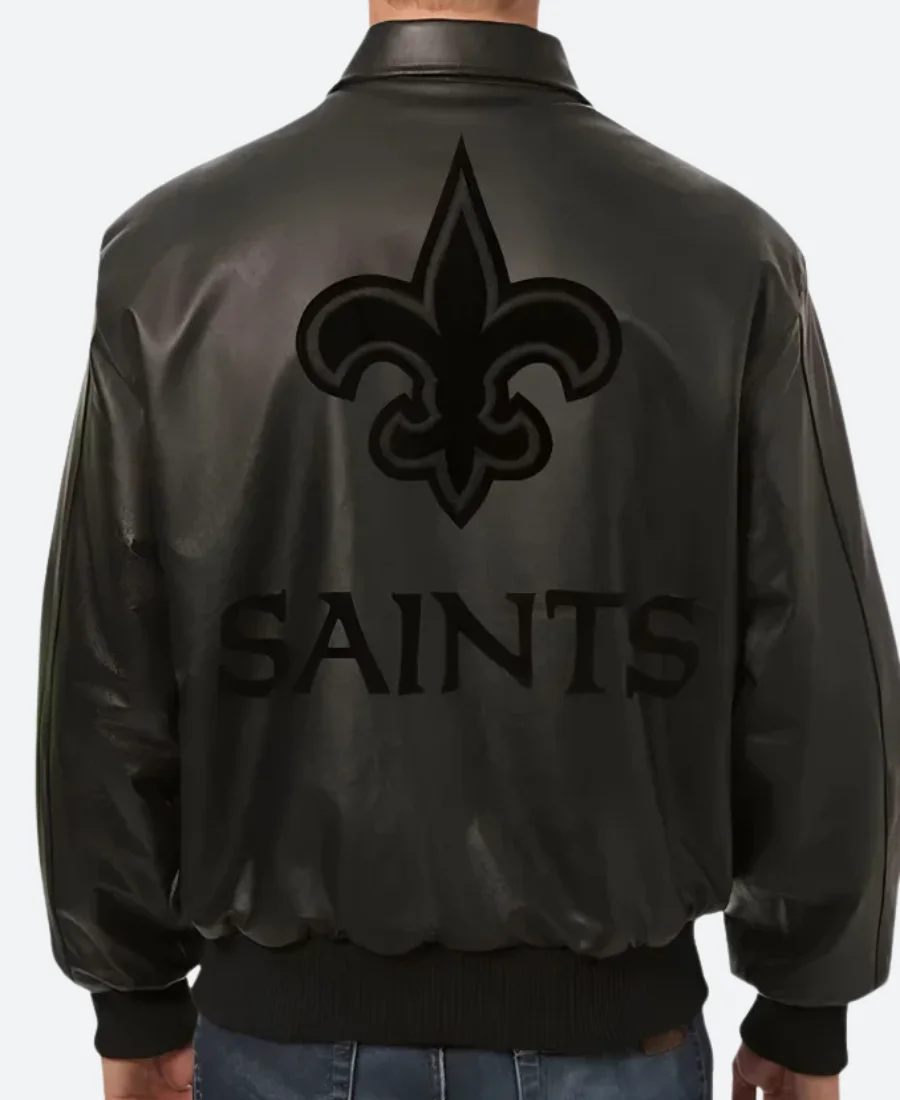New Orleans Saints Leather Jacket Back Image