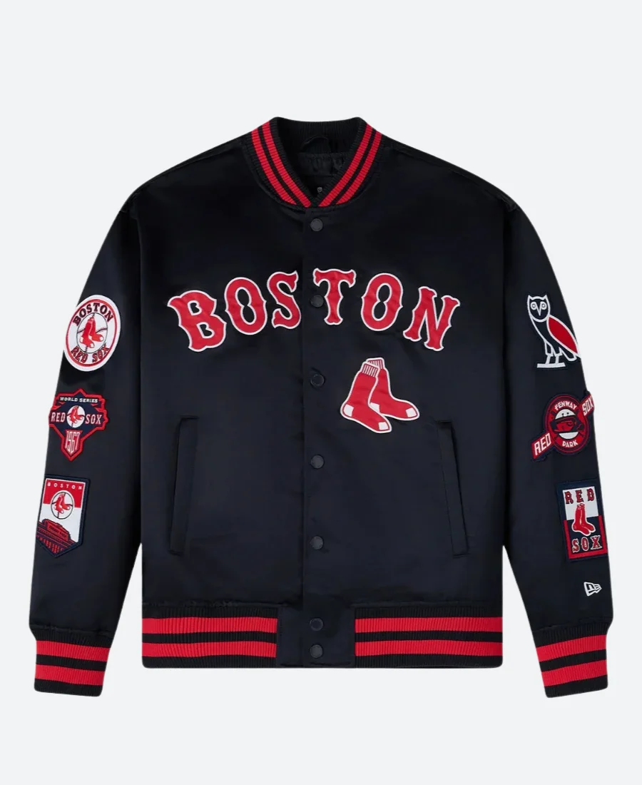 OVO X New Era Boston Red Sox Varsity Jacket Back Image