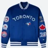 OVO X New Era Toronto Blue Jays Varsity Jacket Front Image