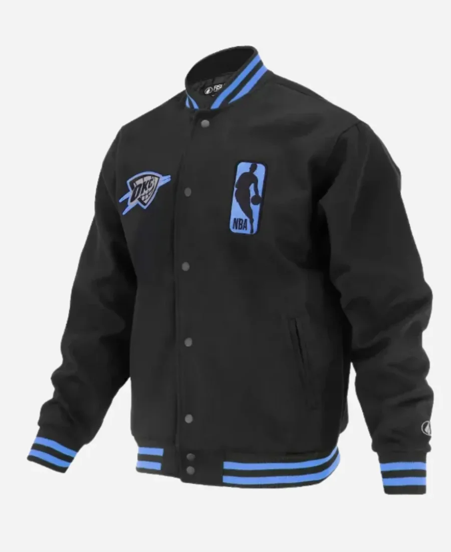 Oklahoma City Thunder Black Varsity Jacket Front Image