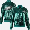 Philadelphia Eagles Sequin Bomber Jacket Front & BAck Image