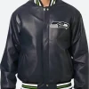 Seattle Seahawks Leather Bomber Jacket Style 02 Front Image