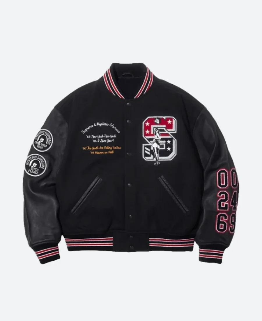 Supreme Hysteric Glamour Varsity Jacket Black Front Image