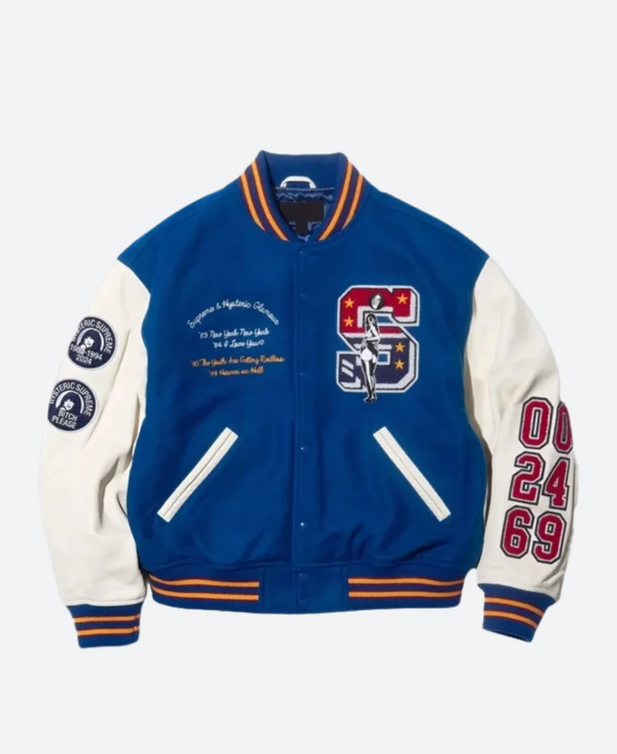 Supreme Hysteric Glamour Varsity Jacket Blue Front Image