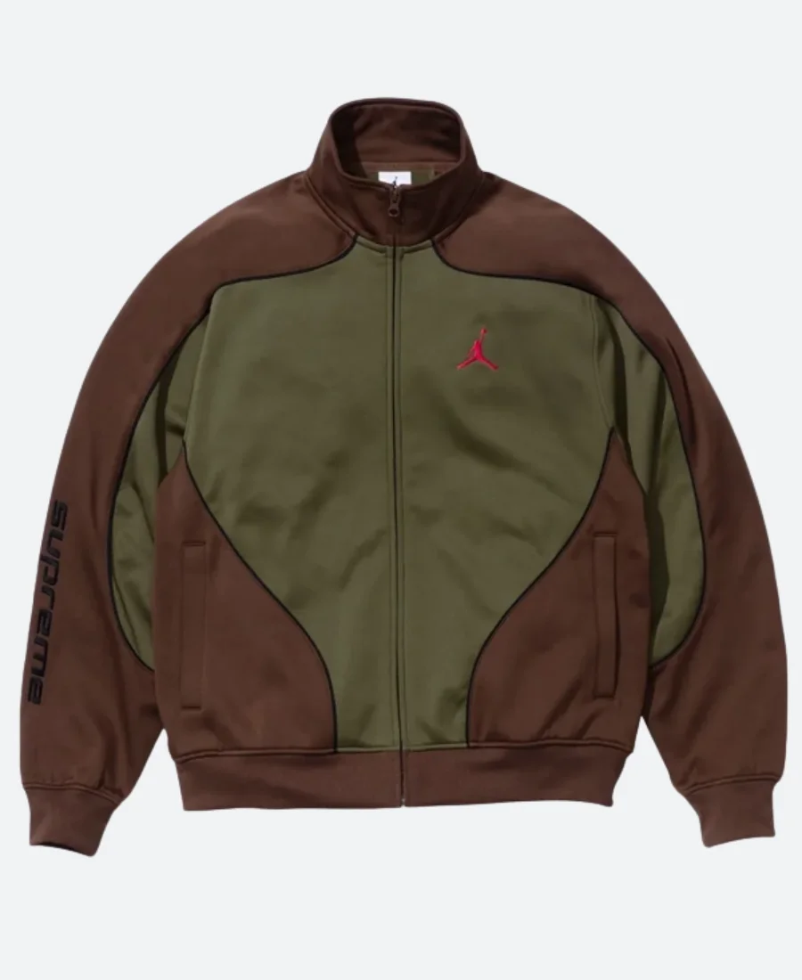 Supreme Jordan Tricot Track Jacket Brown Front Image