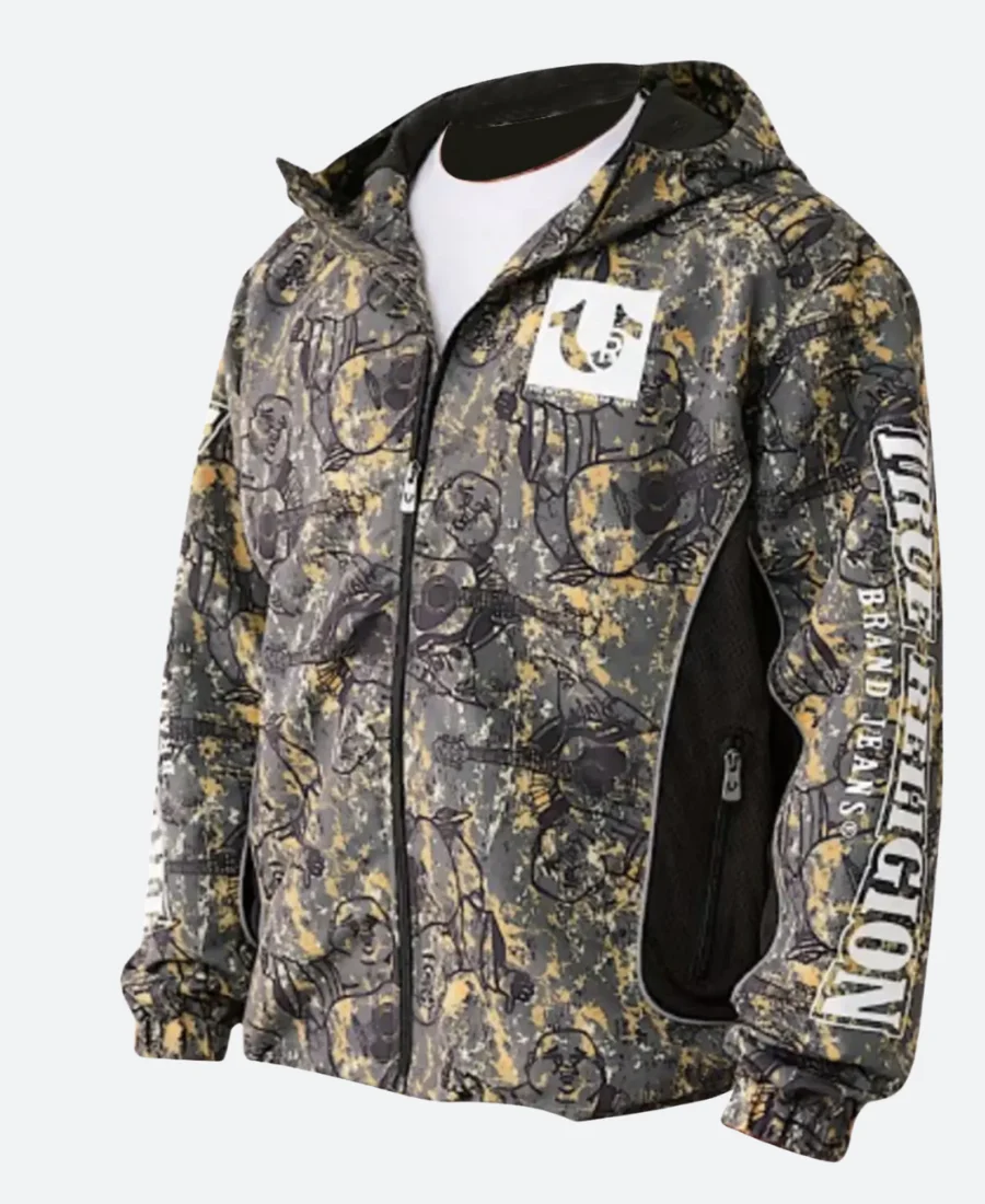 True Religion Buddha Camo Windbreaker Jacket Front Image