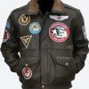 Tuskegee Airmen Black Leather Jacket Front Image