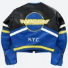 Vanson Blue Leather Motorcycle Jacket Back Image